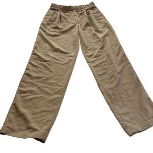 Vintage Adolfo Pleated Corduroy Pants Olive Green Brown 36x34 Wide Leg